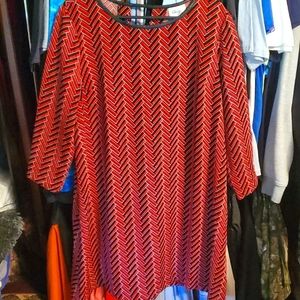 Womens Large Red/black dress 3/4 sleeves..used but nice